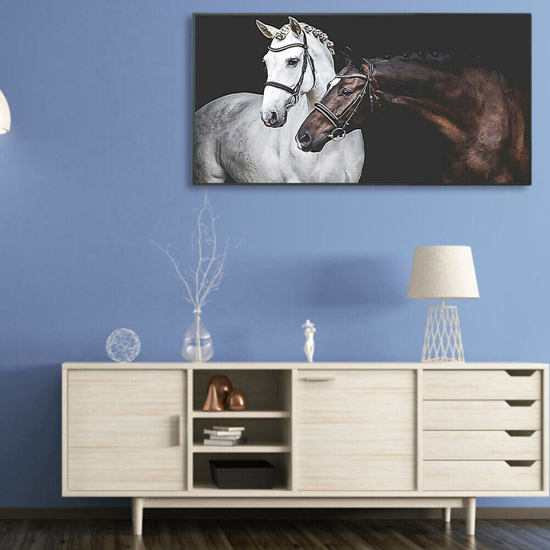Two Horses Oil Paint By Numbers Kits DIY Handpainted on Canvas Gift Unframed