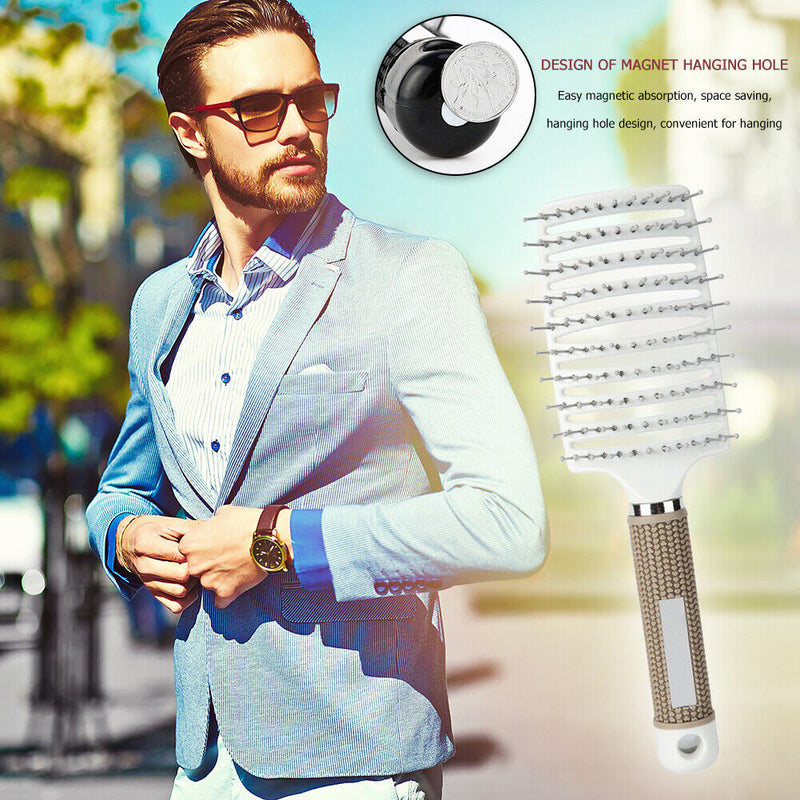 Hair Scalp Massage Comb Curly Detangle Hair Brush Hairdressing Tool (White)