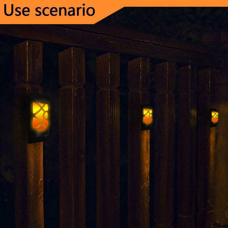66LED Flame Light Solar Lights Outdoor Wall Lamp Fixture Outdoor Water S1P7