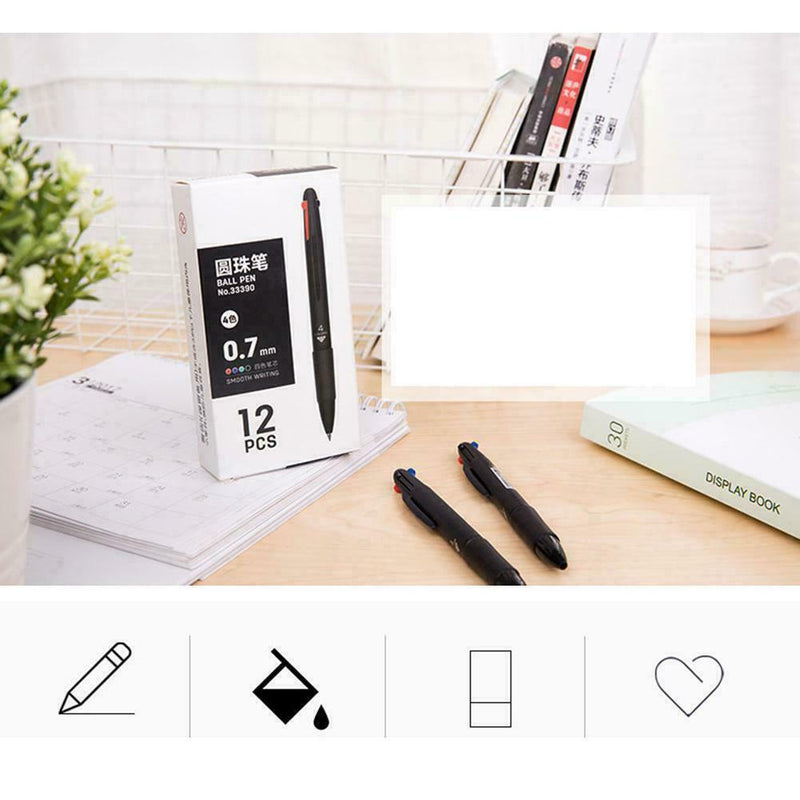 4Colors in 1 Ballpoint Pen Writing Student Mark Pens School Stationery X4L2