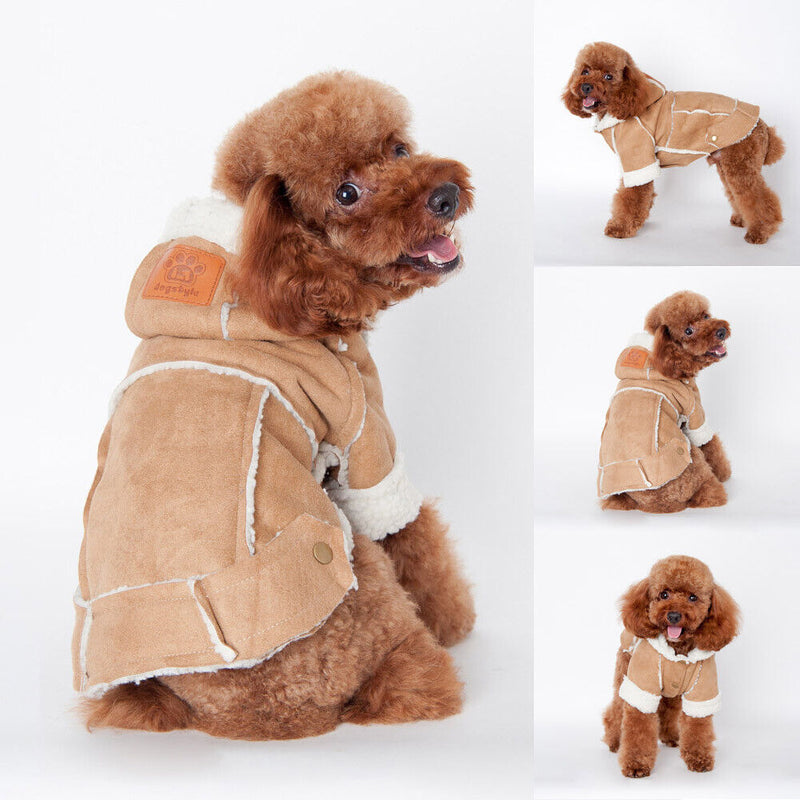 winter clothes dog clothes pet supplies British style legs(Light Brown)(M)