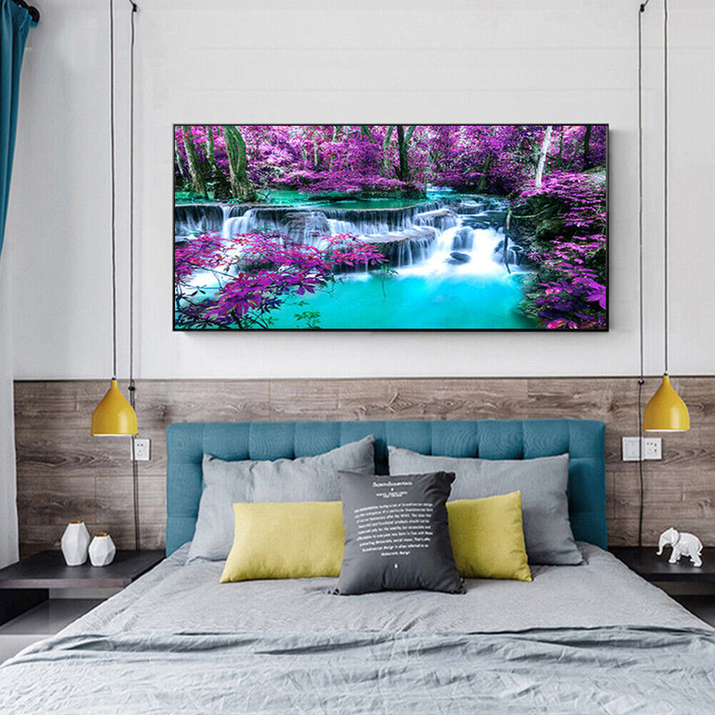 5D DIY Full Round Drill Diamond Painting Kit Waterfall Mountain Drawing Orn