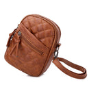 Retro Women PU Solid Tote Casual Messenger Bag Lattice Multi-pocket Zipper Purse