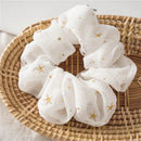 Chiffon Scrunchies Women Star Elastic Tie Hair Rope Ponytail Holder (White)