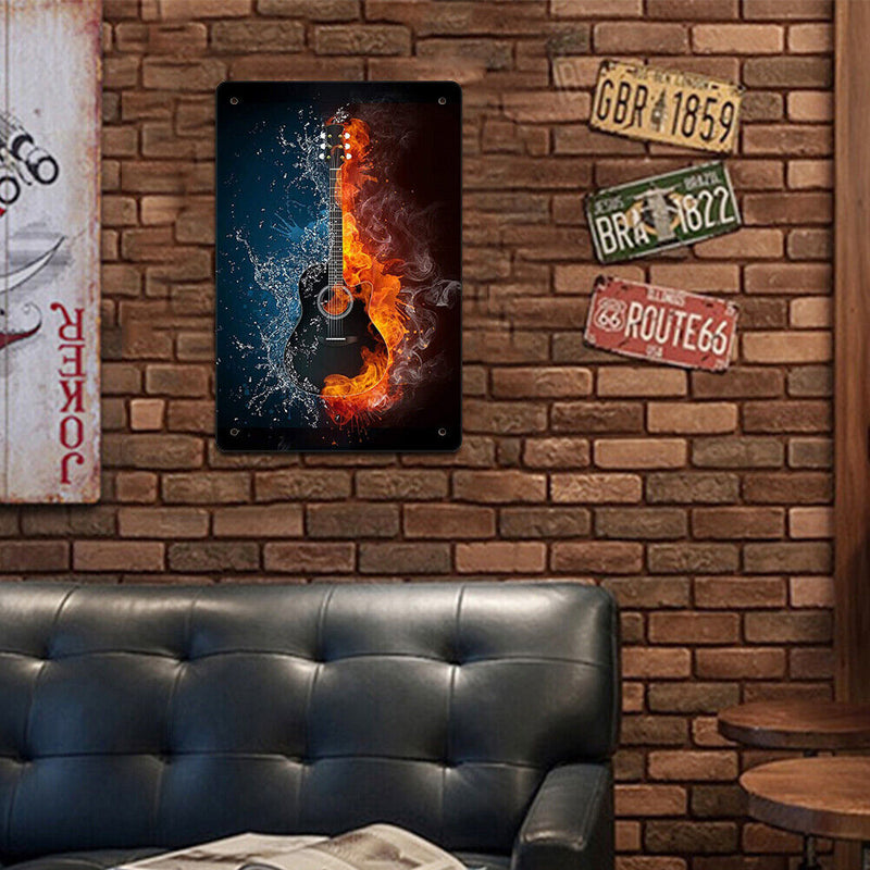Metal Signs Guitar Iron Painting Home Metal Wall Art Plaque Poster 20x30cm
