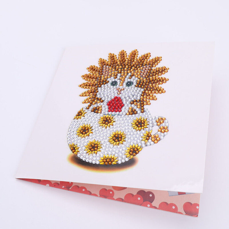 Cat Greeting Cards Special Shaped Bright Drill Diamond Painting DIY Cartoon Kit