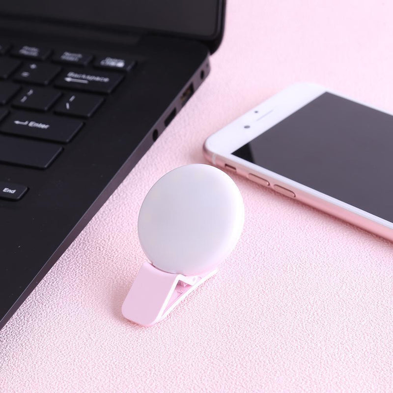 5pcs Mini LED USB Clip Mobile Phone Q Selfie Ring Flash  Fill Light(Pink)