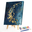 Hand Painted DIY Shoal of Fish Oil Canvas Paint By Numbers Drawing Kit Ornaments