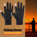 1 Pair Fishing Gloves Anti-slip 2 Fingers Cut Ice Silk Hand Protect (Black)