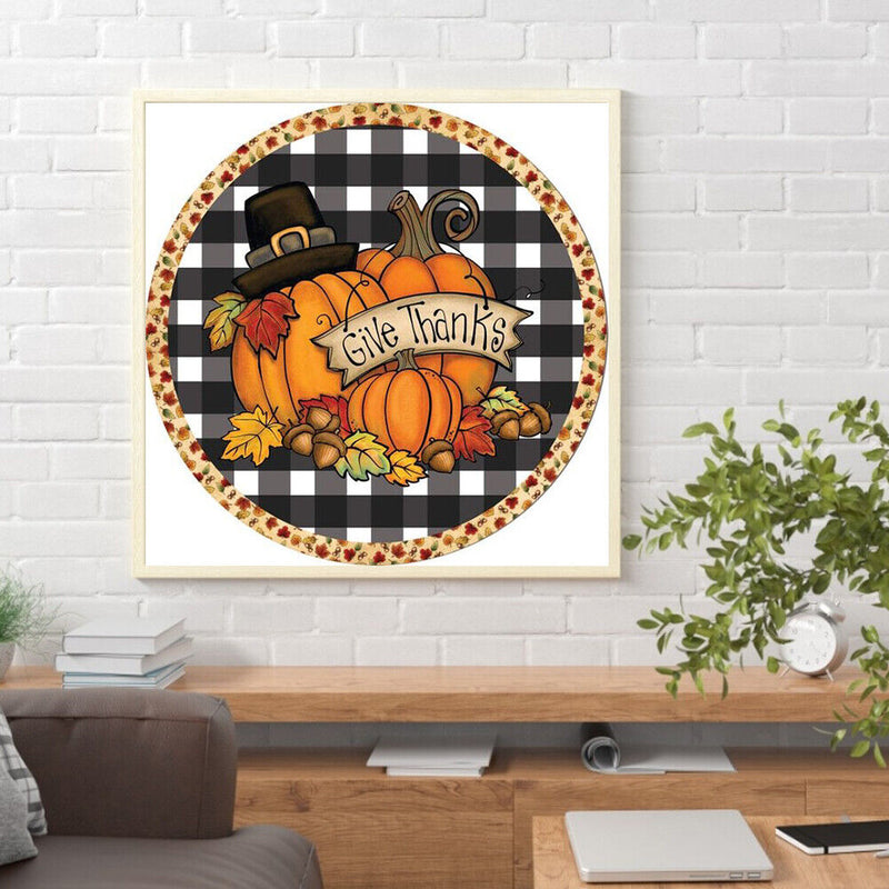 pumpkin Diamond Painting Full Round Rhinestone Wall