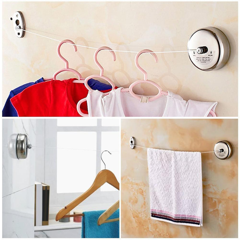 Retractable Adjustable Stainless Steel Clothesline Hanger Rope for Bathroom