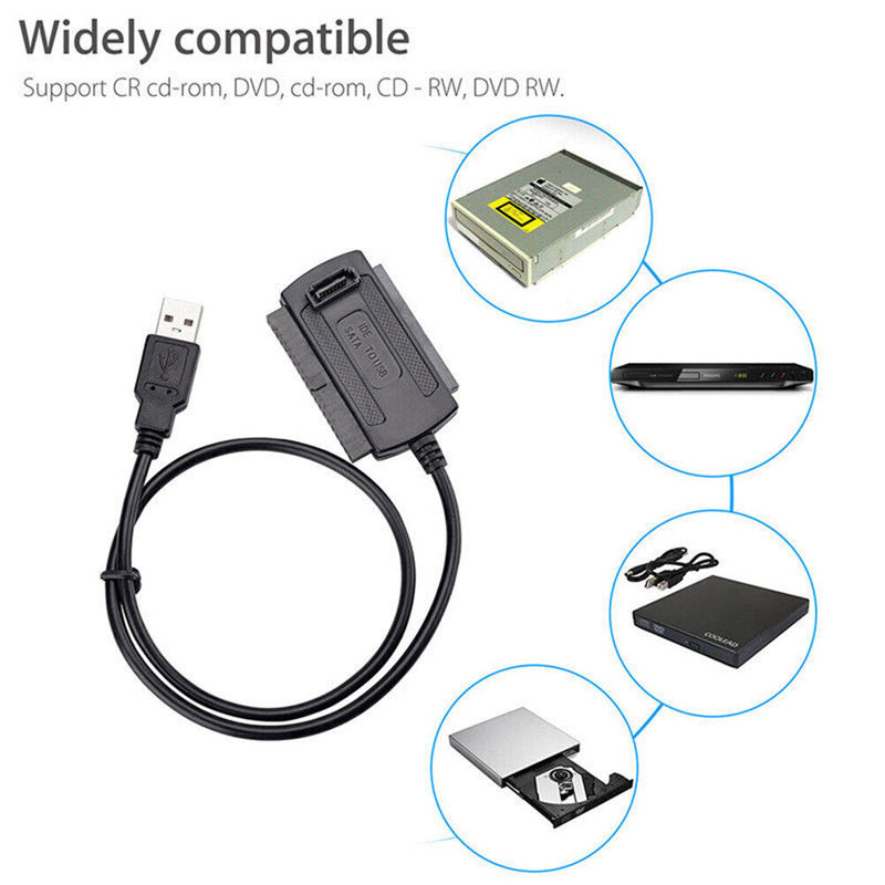 USB 2.0 to SATA PATA IDE Hard Drive Cable for 2.5 3.5 inch SSD (Only Cable)