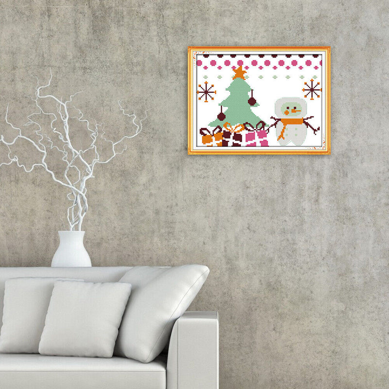 14CT Print Cross Stitch DIY Home Room Canvas Cartoon Christmas Series Needlework