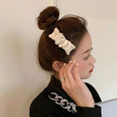 Girls Accessories Leather Hairpin Pleated Bangs Clip Rectangle Barrette