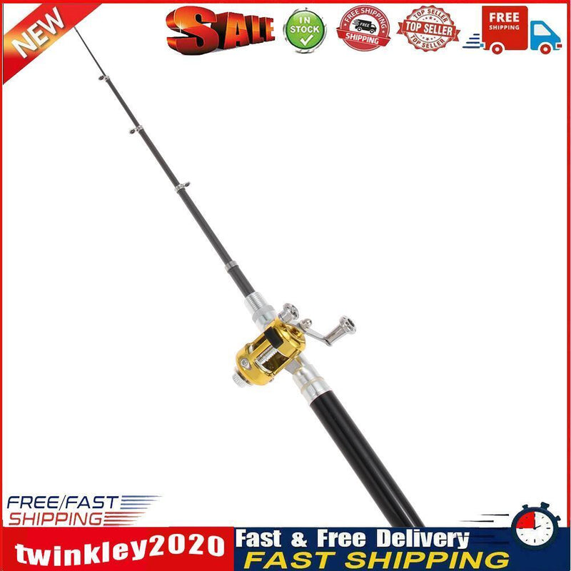 2Mini Portable Pocket Fish Pen Aluminum Alloy Fishing Rod Pole Reel Combos Newly