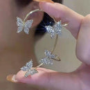 Elegant Fashion Women Diamond Butterfly Ear Clips Wedding Party Jewelry Gifts