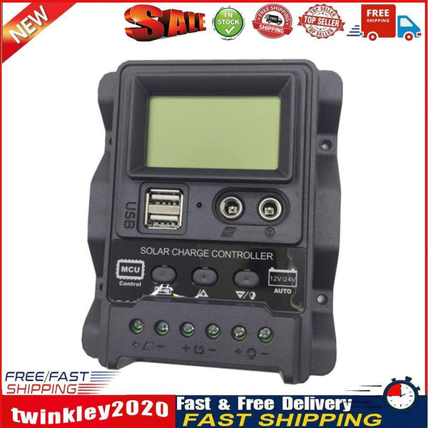 12V/24V LCD Current Display Dual DC Auto Solar Charging Controller (30A) Newly