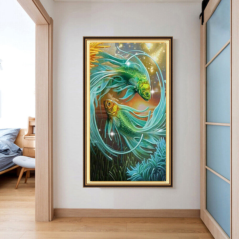 Cross Stitch Kits 11CT Stamped DIY Fish Full Embroidery Craft