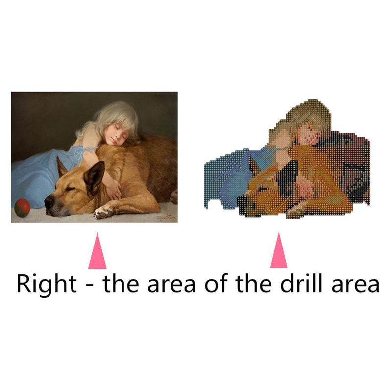 5D DIY Diamond Painting Sleeping Girl Dog Cross Stitch Embroidery Mosaic