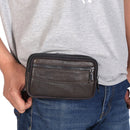 Fashion Men Solid Color Belt Wallet Casual Male Mini Cowhide Leather Fanny Pa