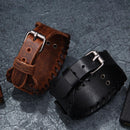 Male Leather Wristband Compass Cuff Bracelet Men Wide Bangle Jewelry Gift