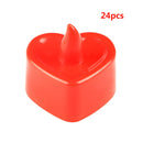 24pcs LED Tea Lights Heart Shaped Flickering Candle Romantic Wedding Party Decor