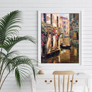 Hand Paint Painting By Numbers Kit River of The Town Oil DIY Canvas Drawing