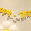 Daisy Flower Happy Birthday Banner Cloth/Paper Made DIY Decor Home Flower K3X7