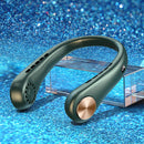 USB 3000mAh LED Digital Display Hanging Neck Fan Summer Air Cooling (Green)