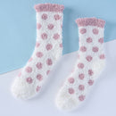 Autumn Winter Women Coral Fleece Spot Socks Warm Plush Middle Tube Sleeping Sock