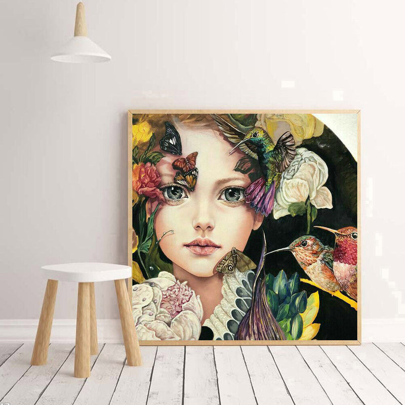 5D Diamond Painting Flower Bird Girl DIY Full Drill Round Rhinestone Home Decor