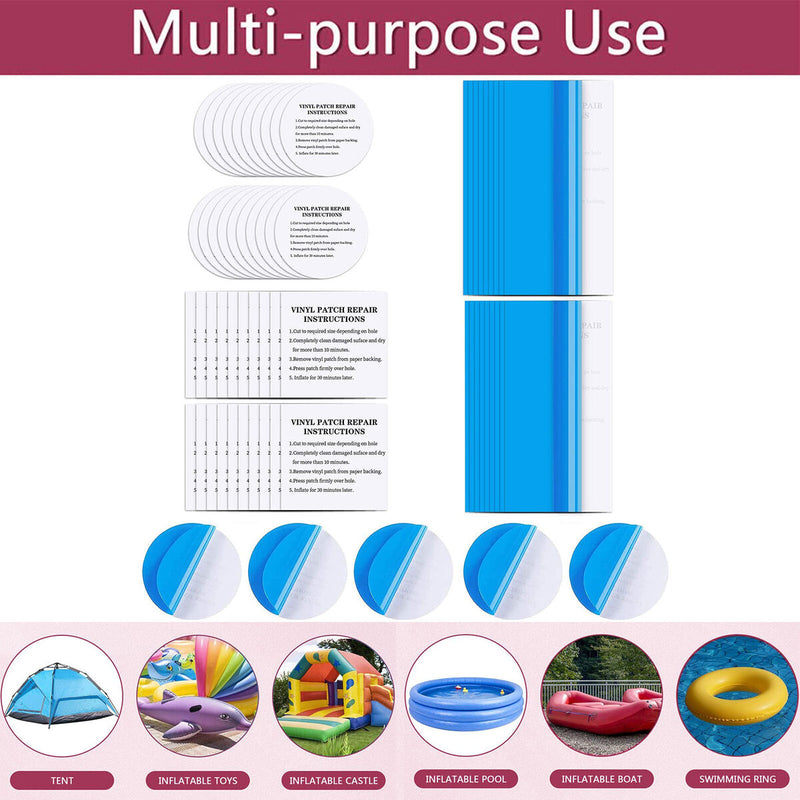 Vinyl Repair Patch Waterproof Repair Patches Kit for Inflatable Product 60 Pcs