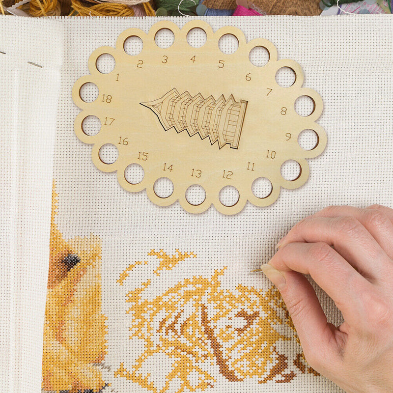 Embroidery Sewing Thread Organizer Cartoon Hollow Board Wooden Cross Stitch Tool