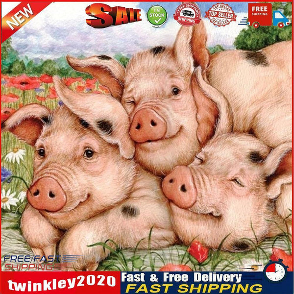 5D DIY Full Drill Diamond Painting Pink Pig Cross Stitch Embroidery Craft Newly