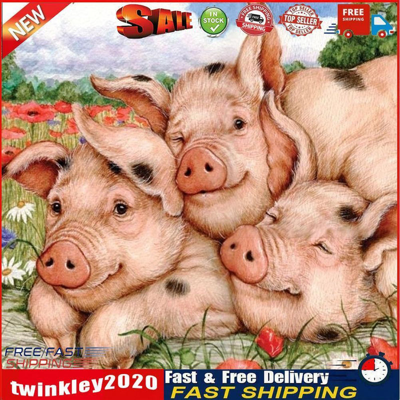 5D DIY Full Drill Diamond Painting Pink Pig Cross Stitch Embroidery Craft Newly