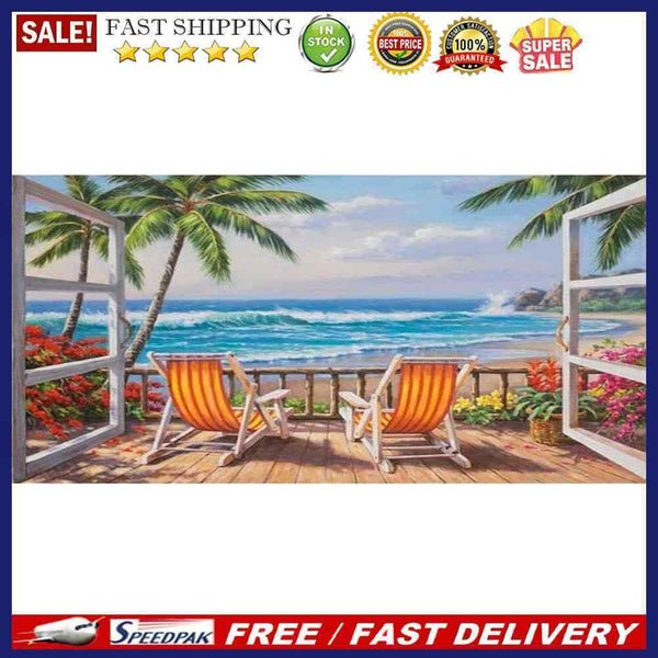 Balcony Sea View Oil Paint By Numbers Kits DIY Landscape Decoration Unframed
