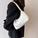 Retro Women Shoulder Bags Female PU Leather Underarm Totes Handbag (White)
