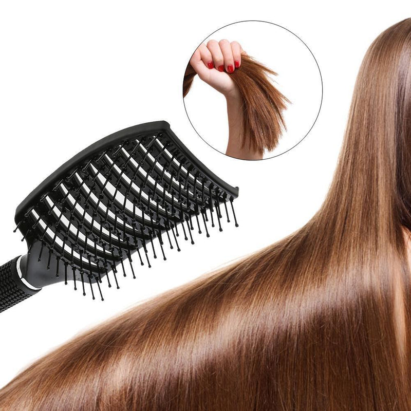 Professional Ribs Comb Women Wet Massage Styling Tool Hairbrush(Black)
