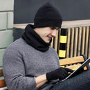 and Men Neck Warmer Hat Scarf Gloves Set Fleece Scarf Beanie Cap Winter Warm