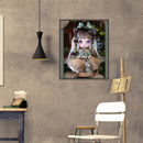 5D DIY Full Round Drill Diamond Painting Little Girl Cross Stitch Embroidery Mos