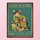 Flower Cat Cross Stitch Kit 11CT Stamped Full Embroidery Canvas Home Wall Dec