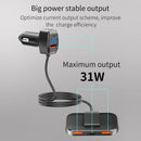Car Rear Seat Charger 31W 3 USB Dual Type-C Auto Front Back Charger Adapter