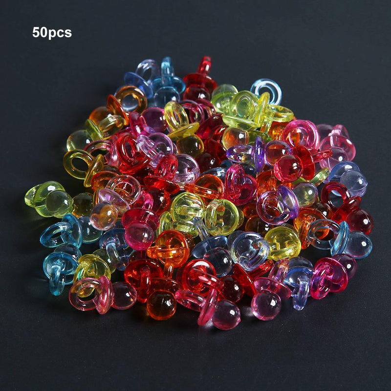 50pcs Acrylic Baby Shower Favor Pacifier Girl Boy Decor Birthday Party Gift