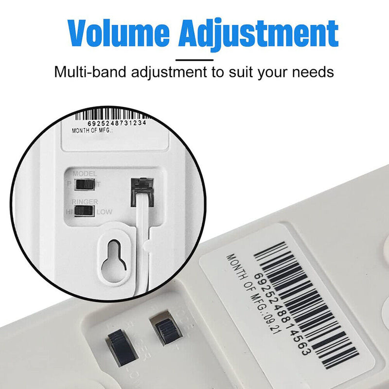 Corded Phone Wall Mountable Landline Telephone Big Button for Home (White)