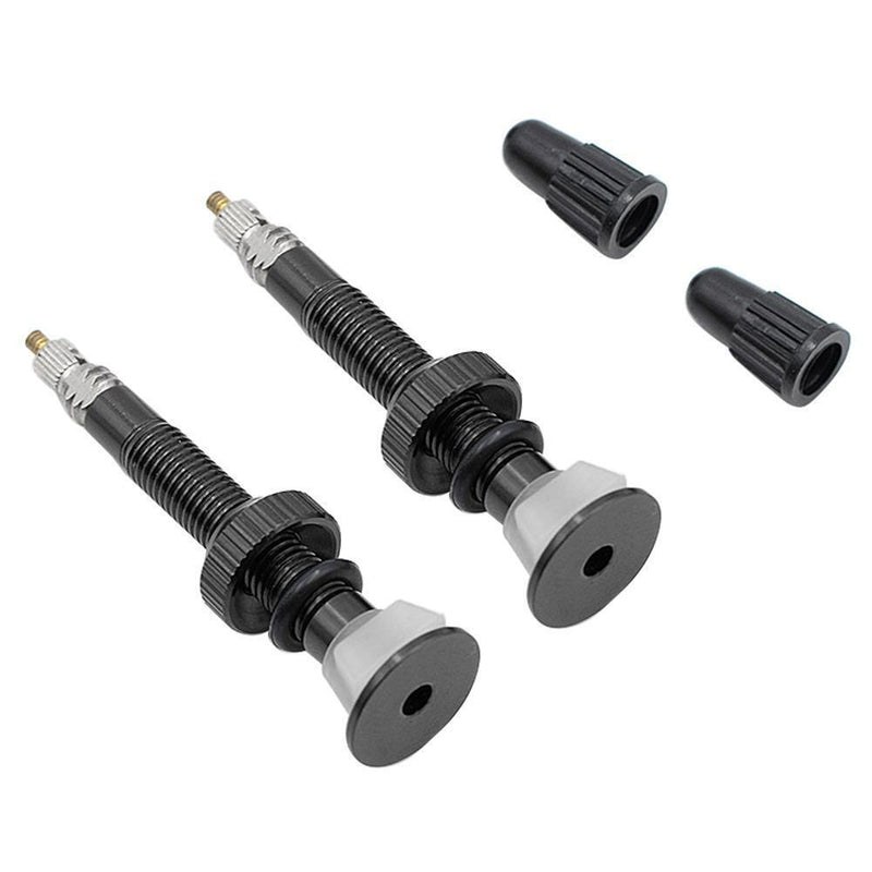 2pcs MTB Road Bike Ready F/V Tubeless Tire Valve for Carbon Rim (Black)