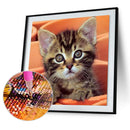 Handmade Full Square Drill 5D Lovely Cat Drawing Kit DIY Diamond Painting C