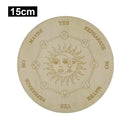 Wooden Divination Pendulum Board w/ Stars Moon Carved Coaster (Green 15cm)