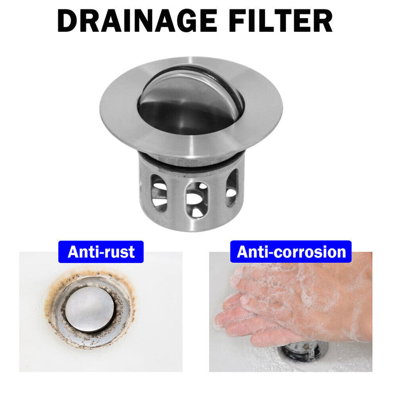 Stainless Steel Thicken Basket Vanity Stopper Basin Drainer Bathroom Plug Bou