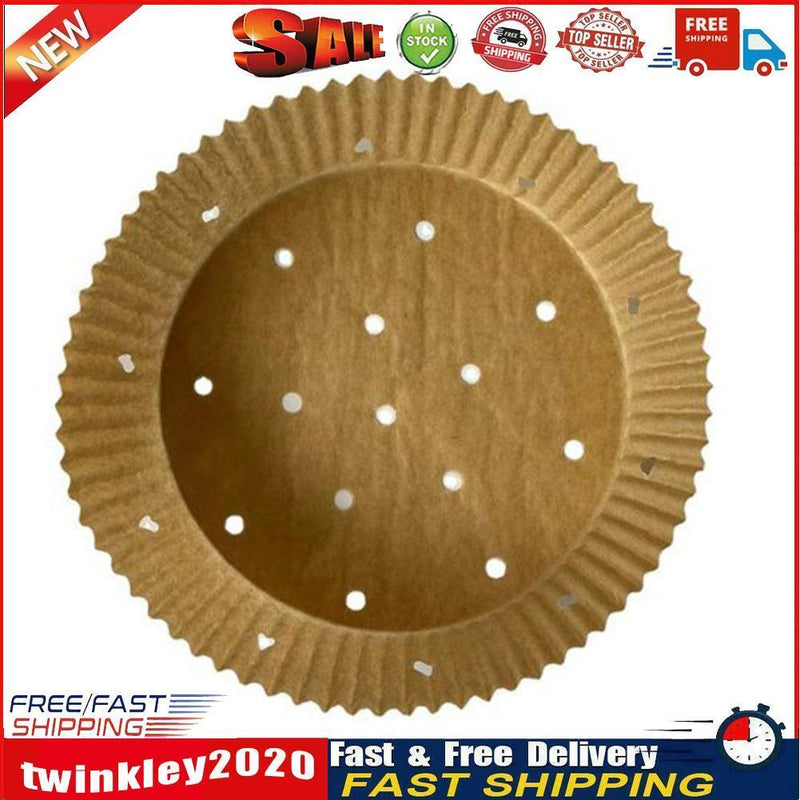 100x Air Fryer Disposable Paper Liner Non-Stick Steamer Baking Mat (Brown) Newly