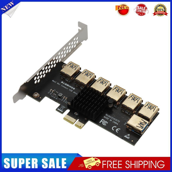 PCI-E 1x 1 to 7 Riser Card Adapter Multiplier PCI-Express USB 3.0 Converter